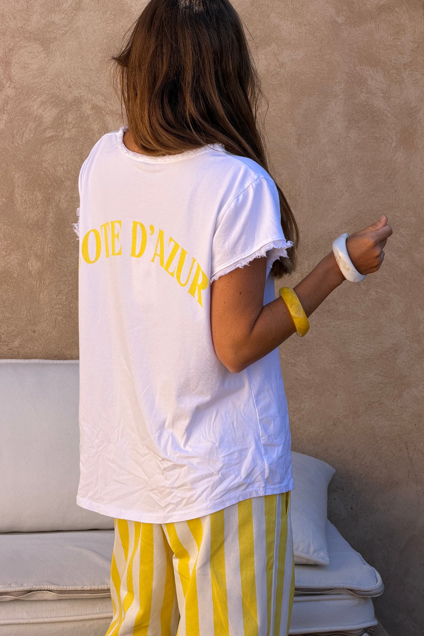 White “Cote d’Azur” Beachy Tshirt