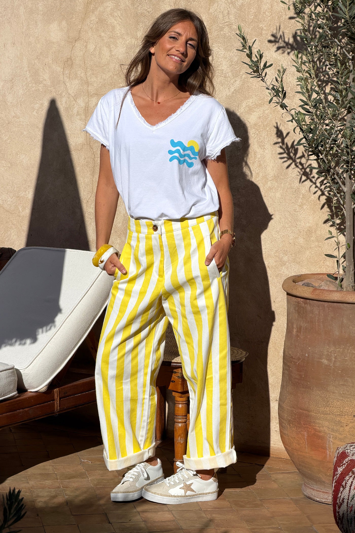 White “Cote d’Azur” Beachy Tee
