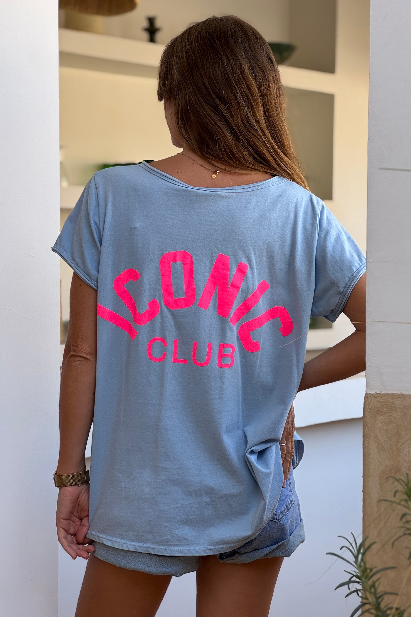 Baby Blue “Iconic Club” V-Neck Tee