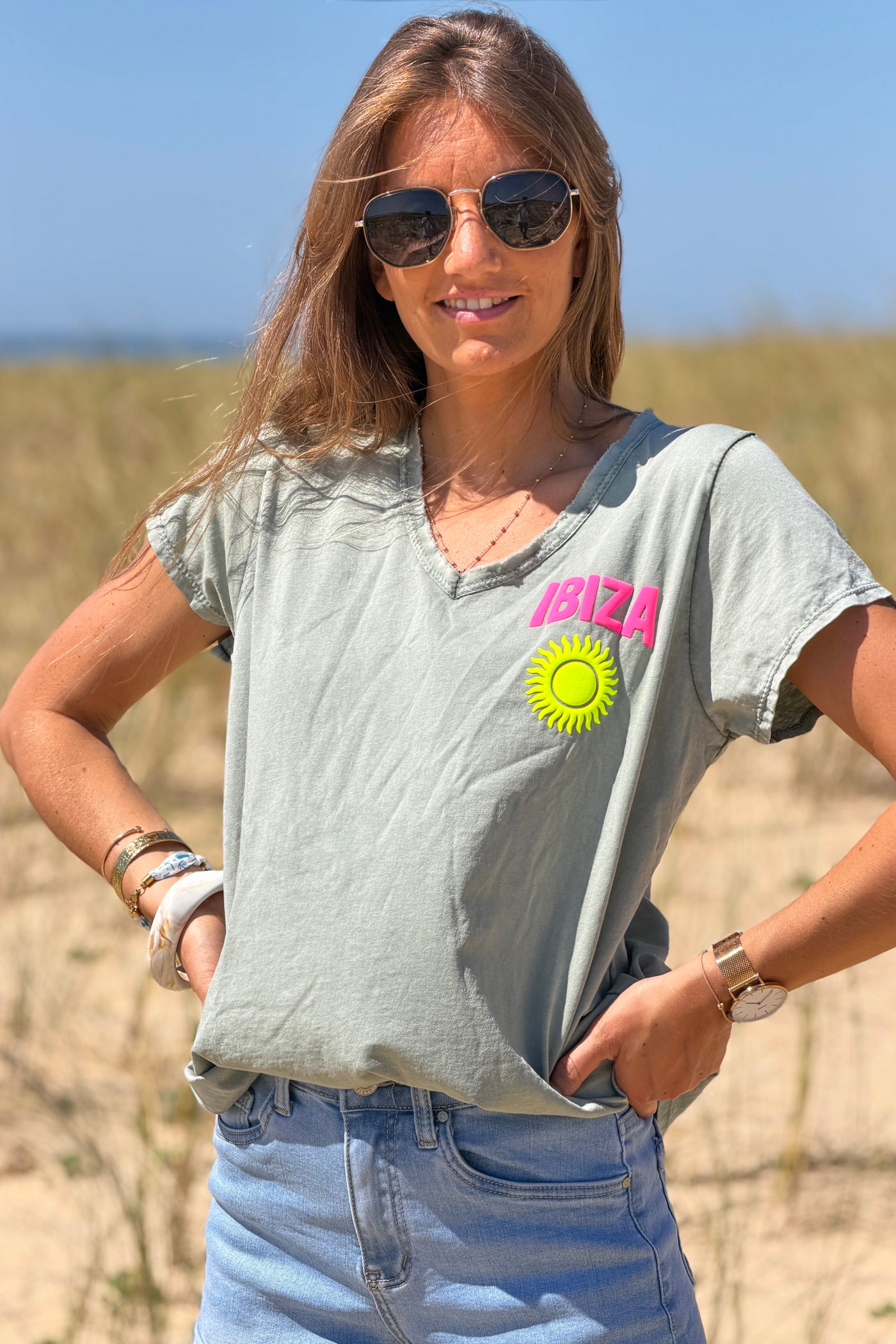 Olive Ibiza Sun T-Shirt
