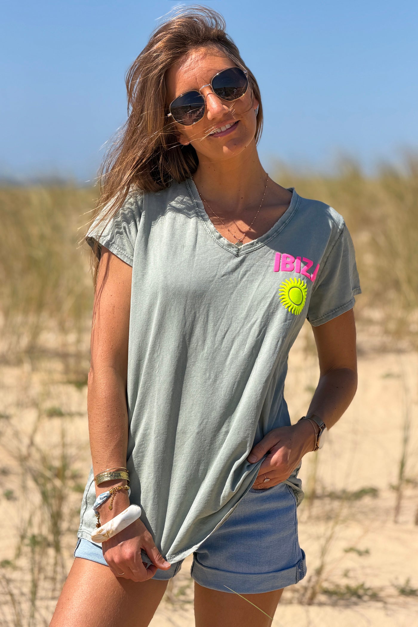 Olive Ibiza Sun T-Shirt
