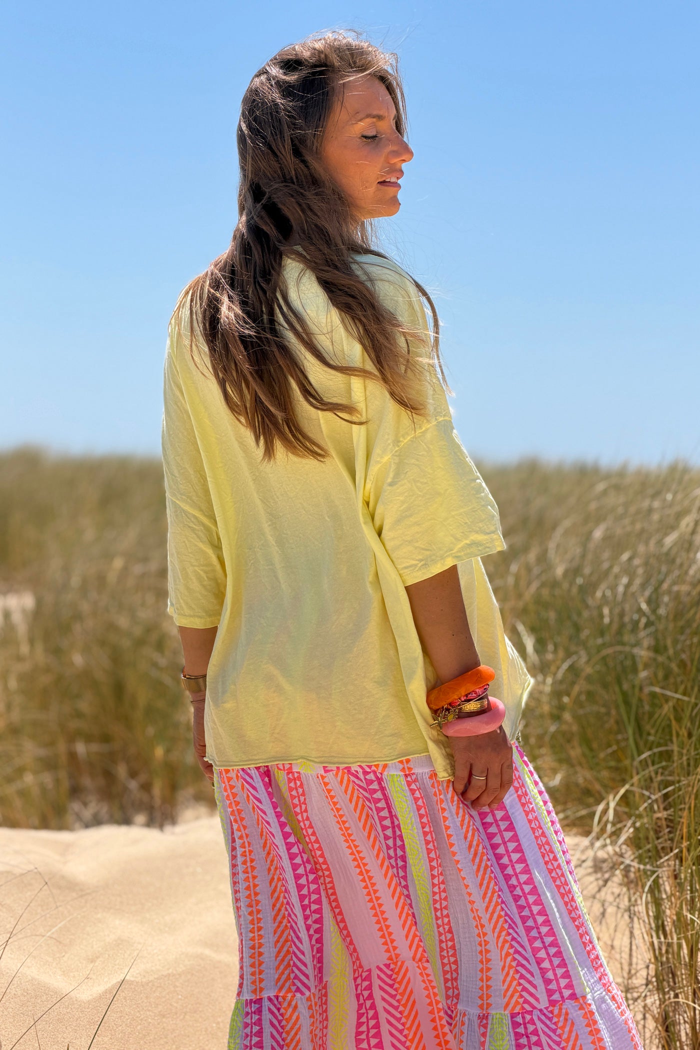 Yellow “Follow the Light” Star Jersey Knit Top