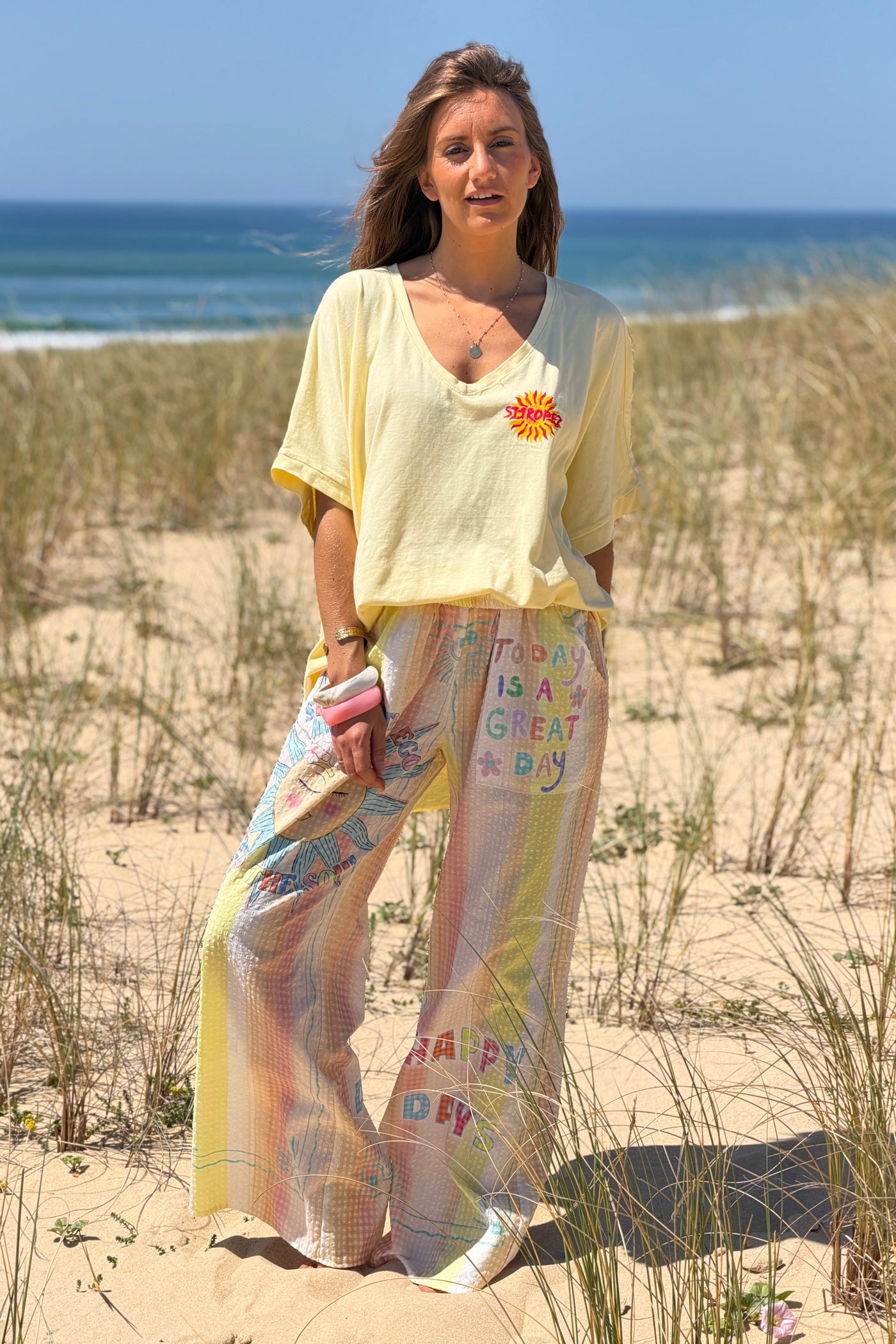 Yellow “St. Tropez” Loose-Fit Tee
