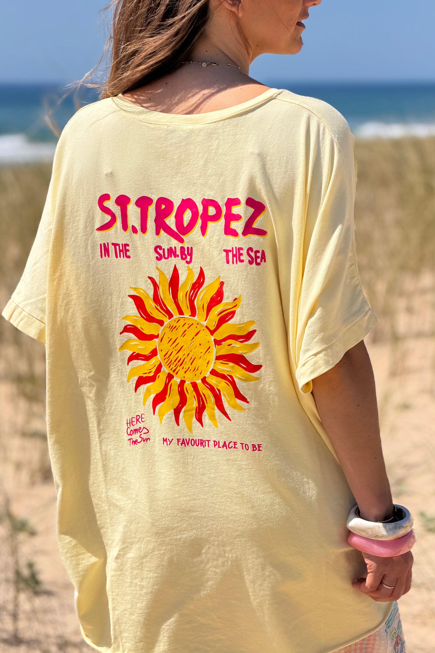 Yellow “St. Tropez” Loose-Fit Tee
