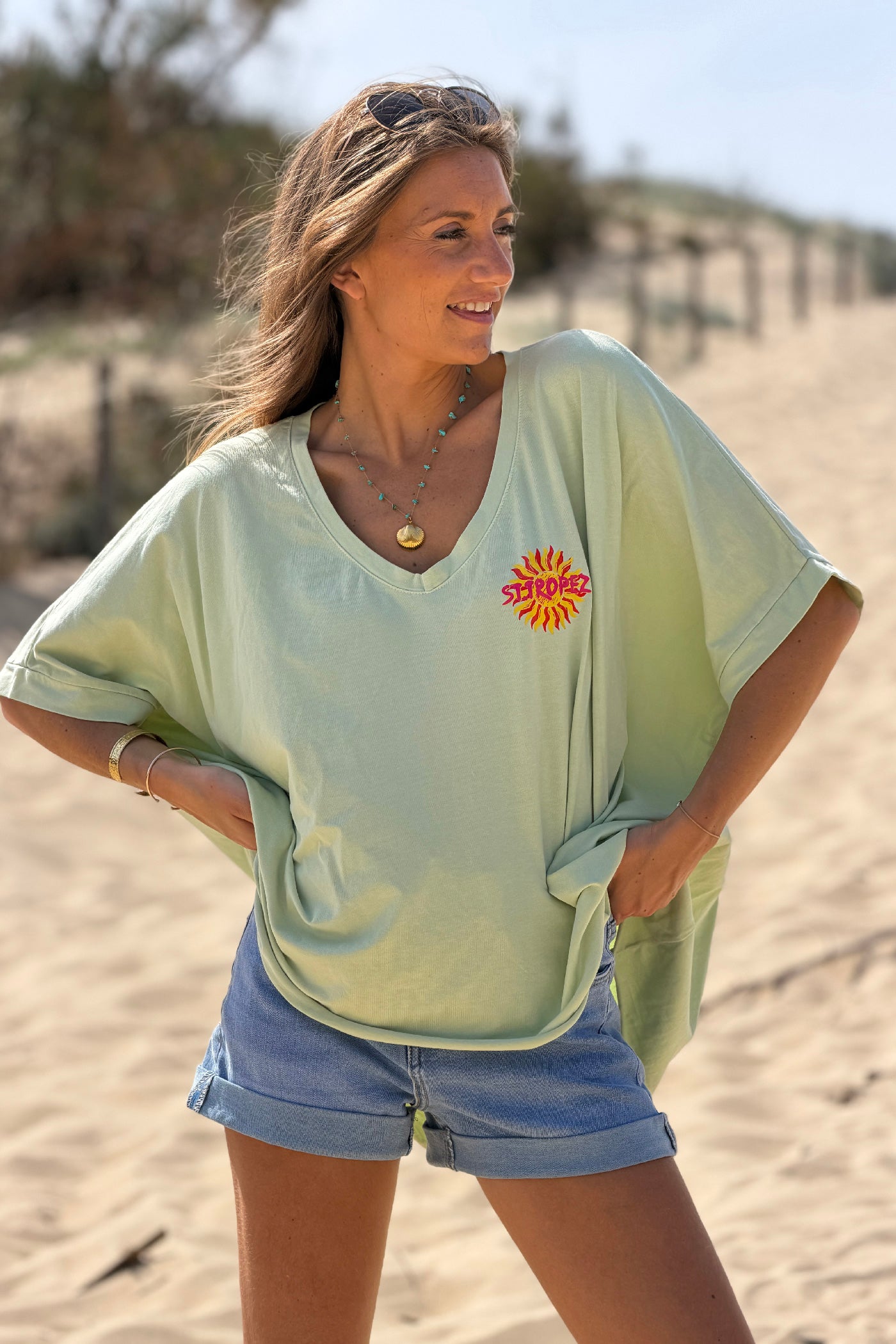 Light green St. Tropez Sun Vintage T-Shirt
