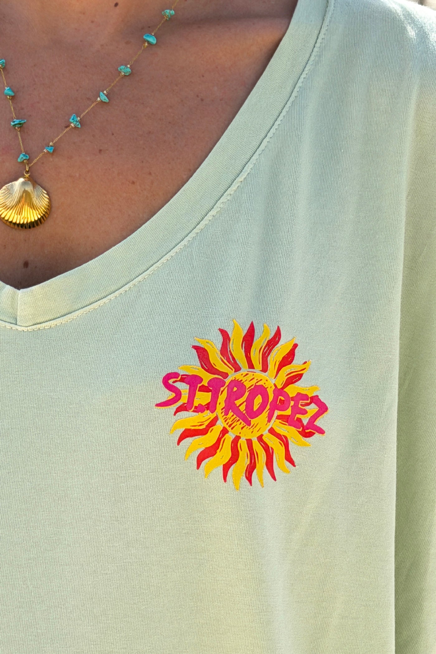 Light green St. Tropez Sun Vintage T-Shirt
