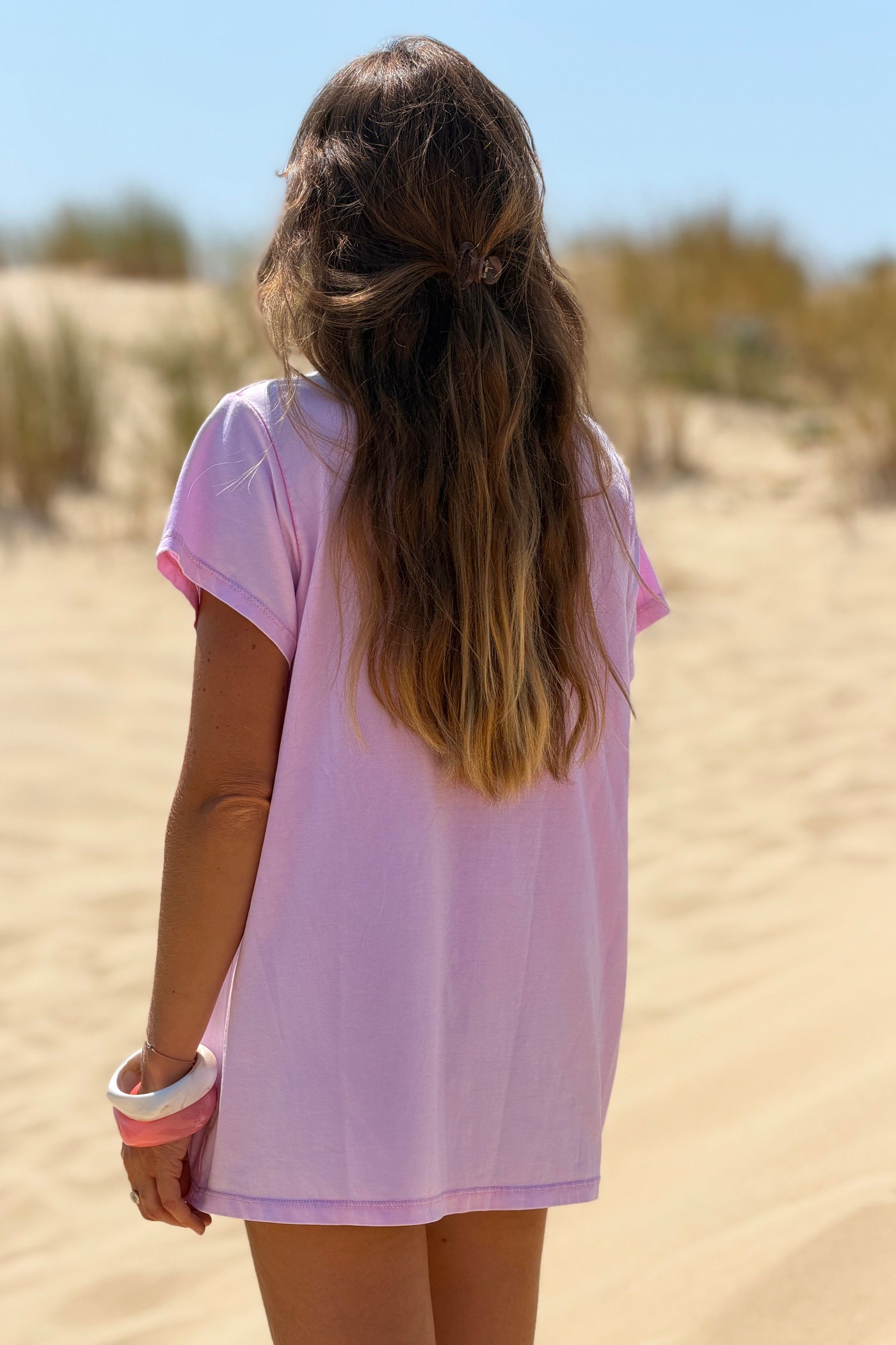 Tshirt rose en coton Dolce Vita col v