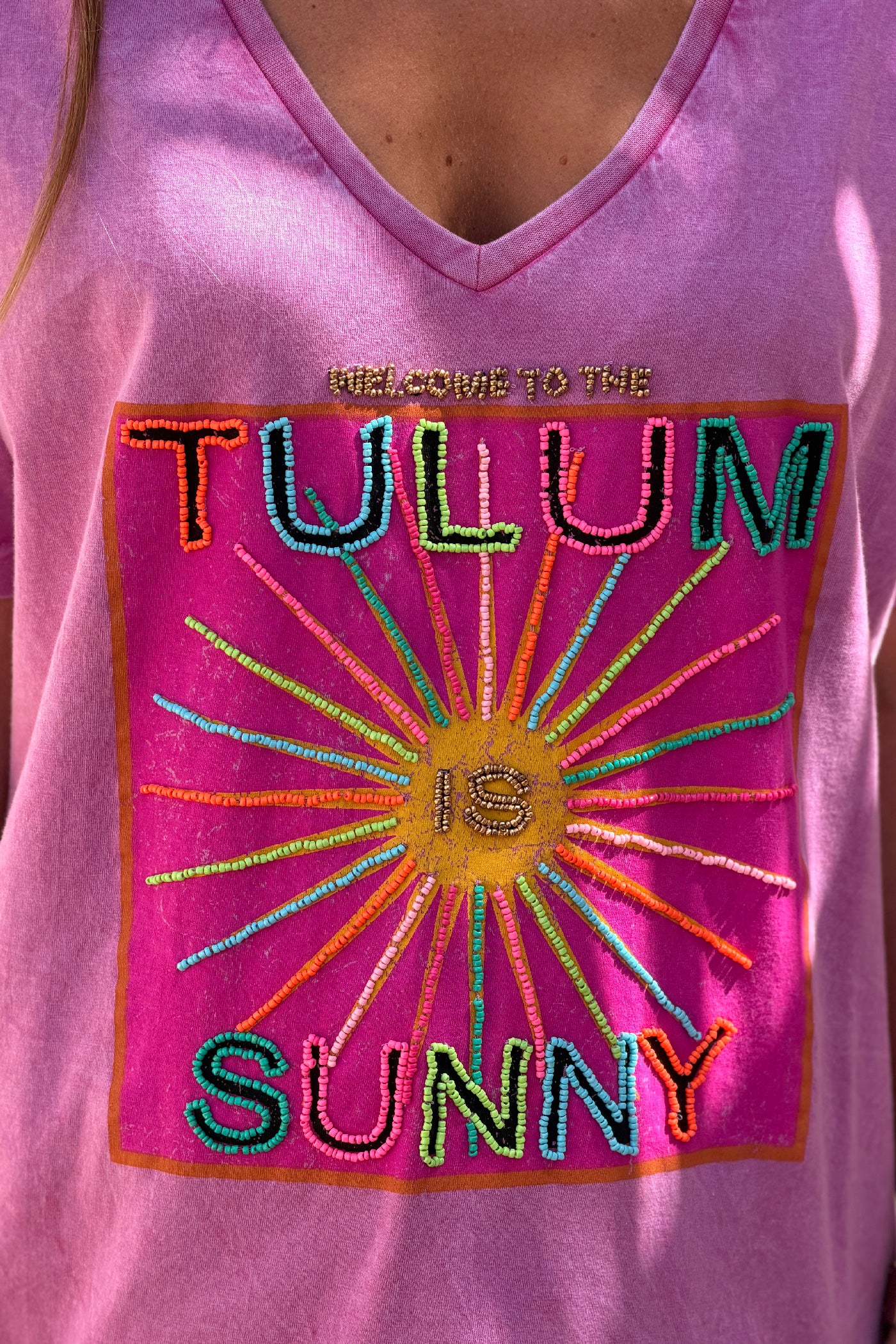 Purple Burnout Beaded Tulum T-Shirt