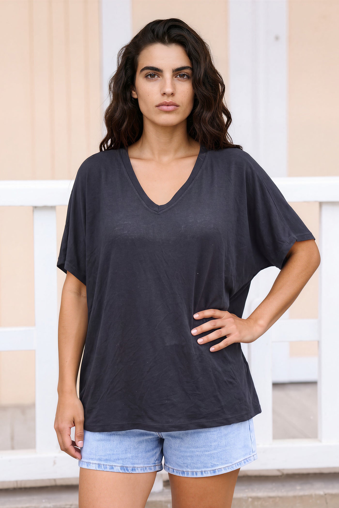 Black relaxed fit batwing super soft t-shirt