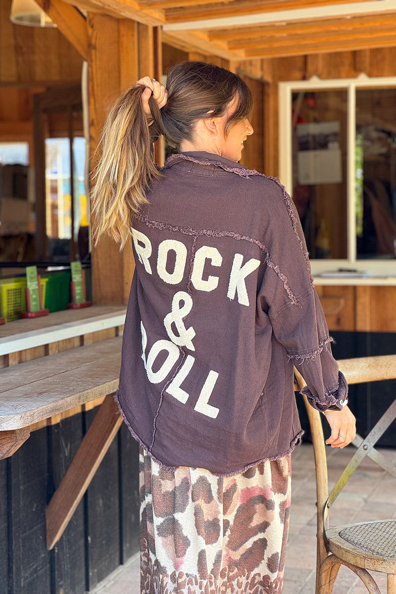 Brown “Rock & Roll” Denim Jacket