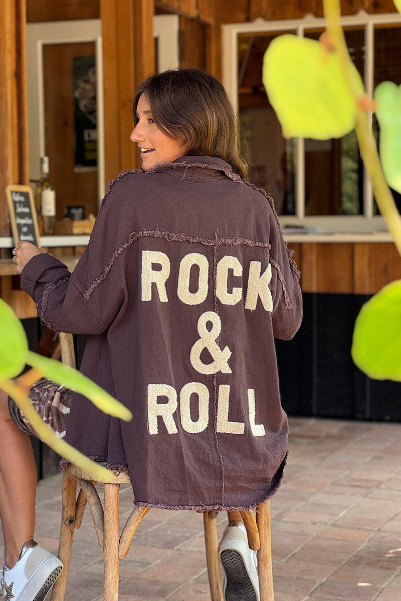 Brown “Rock & Roll” Denim Jacket