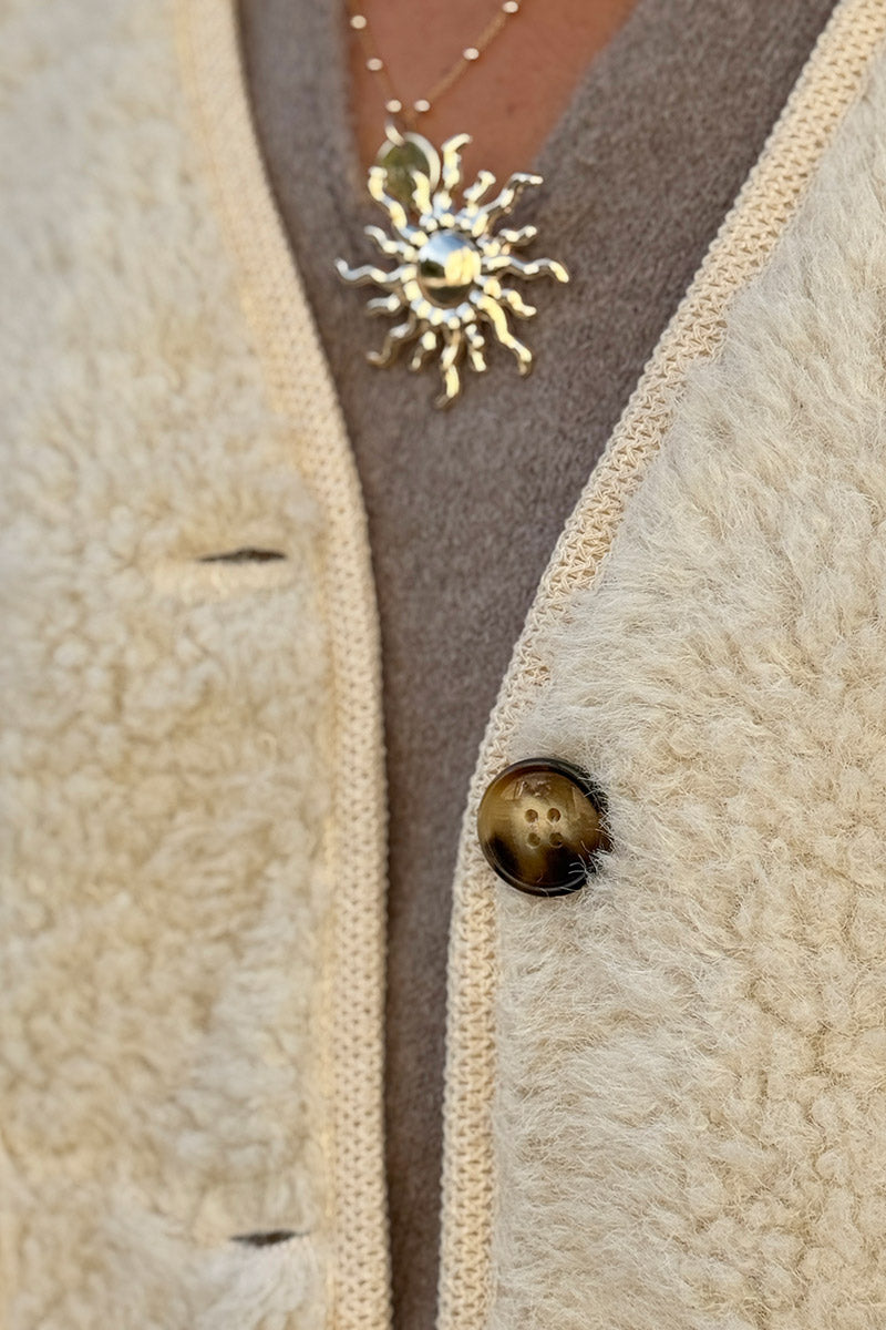 Cream Trim Sherpa Vest