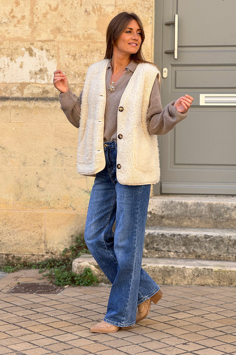 Cream Trim Sherpa Vest