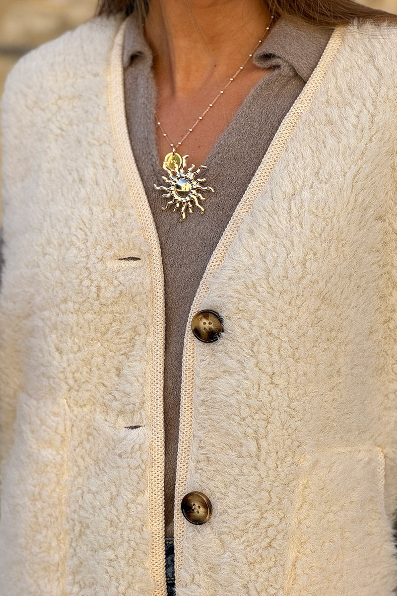 Cream Trim Sherpa Vest
